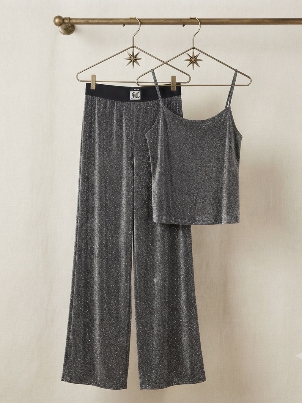 Juicy Couture Shimmer Metallic Sleepwear Set with Pink Label (S)